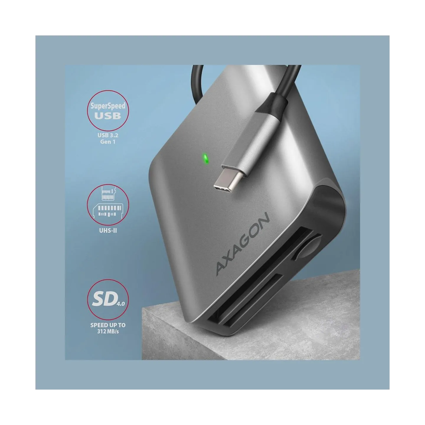 Axagon CRE-S3C, USB-C 3 .2 GEN 1 external card