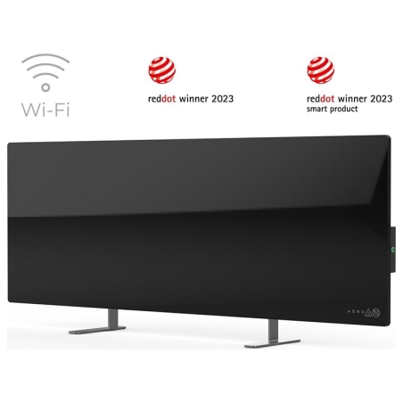 Aeno Premium Eco Smart Heater, 700W, Tempered glass, Infrared+convection heating type, Plug type: Europe (E/F type), BLACK