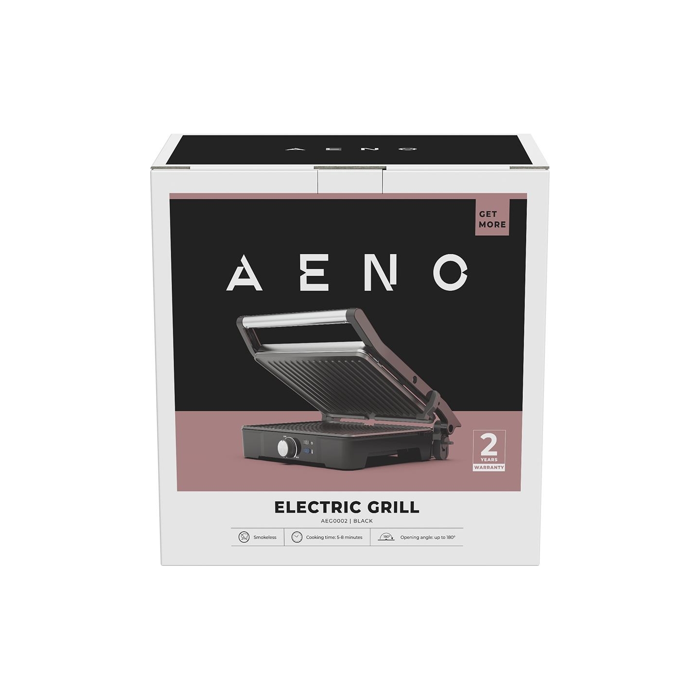 Aeno EG2 Electric Grill, 2000W, Temp Regulation, 290×234 mm, Black