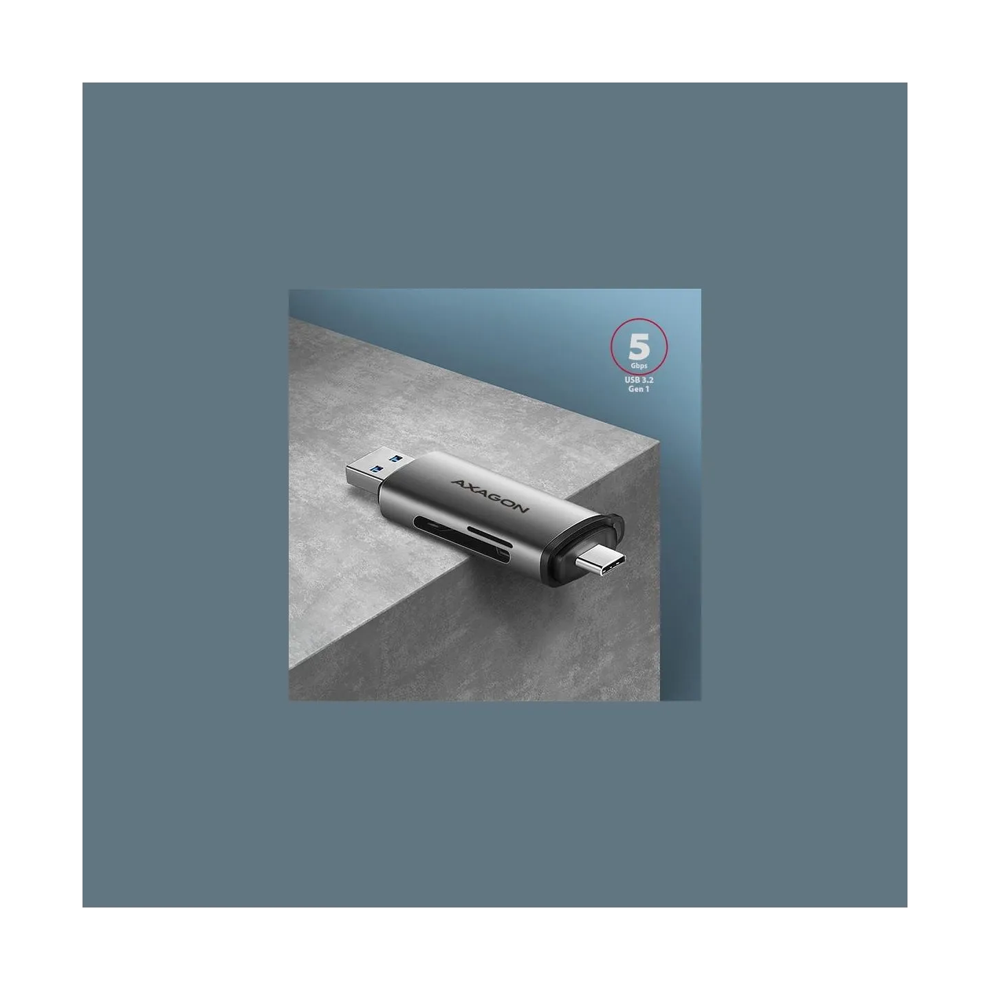 Axagon CRE-SAC External USB 3.2 Gen1 Type-C+Type-A 2-slot SD/microSD