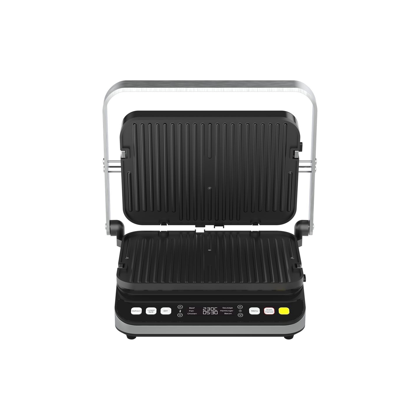 Aeno ''Electric Grill EG5: 2000W, 2 heating modes - Lower Grill, Both Grills, 6 preset programs, Defrost, Max opening angle -180