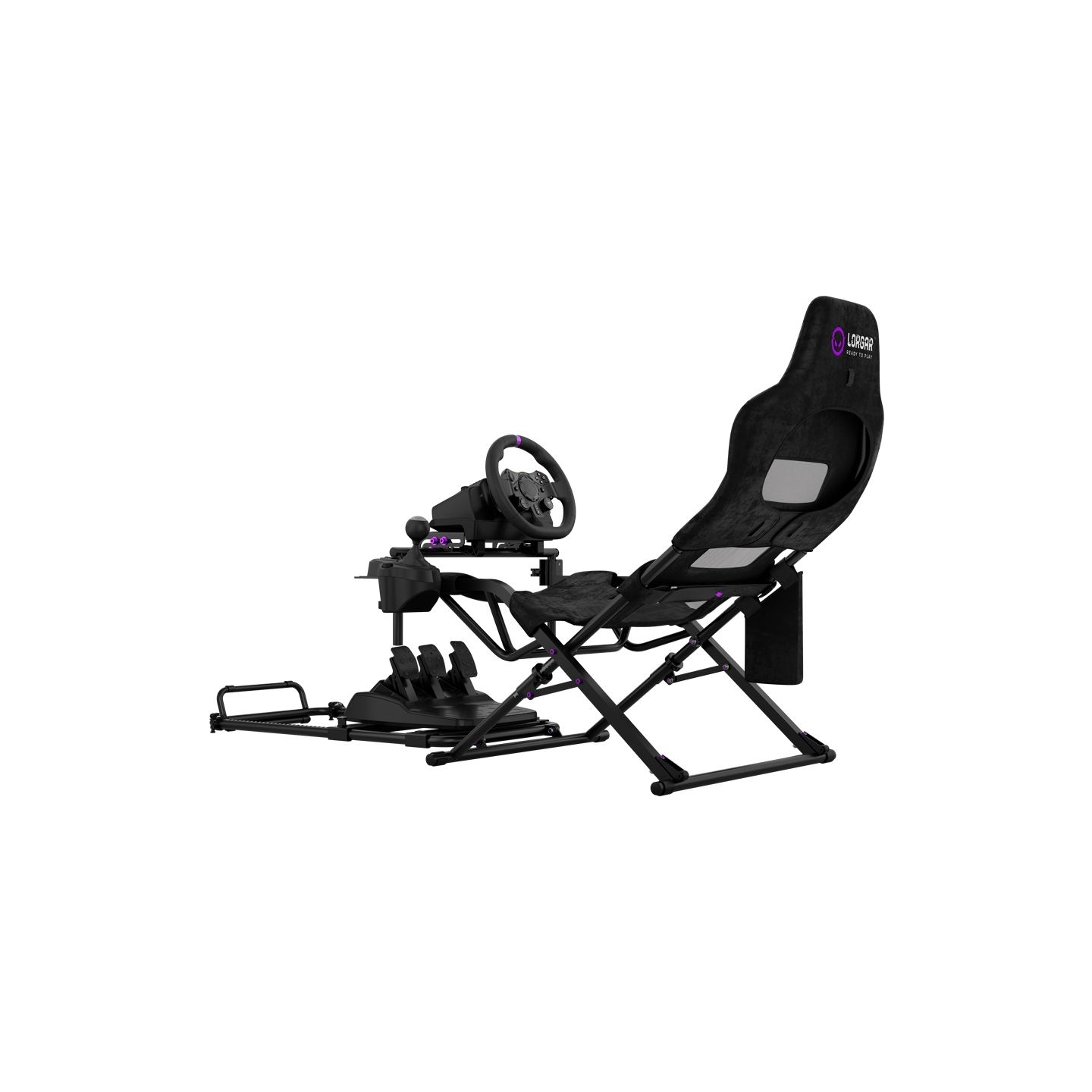 Lorgar FLEX RAF1, Sim Racing Cockpit Advanced, Foldable, 150x72x113 cm-playing, 38x72x126cm-folded, Black