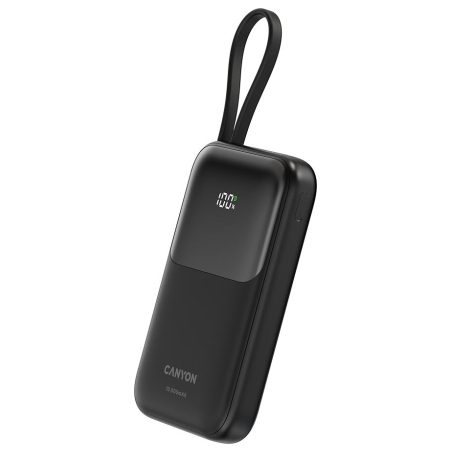 Canyon power bank OnPower 101 built-in cable 10000 mAh PD22.5W Black