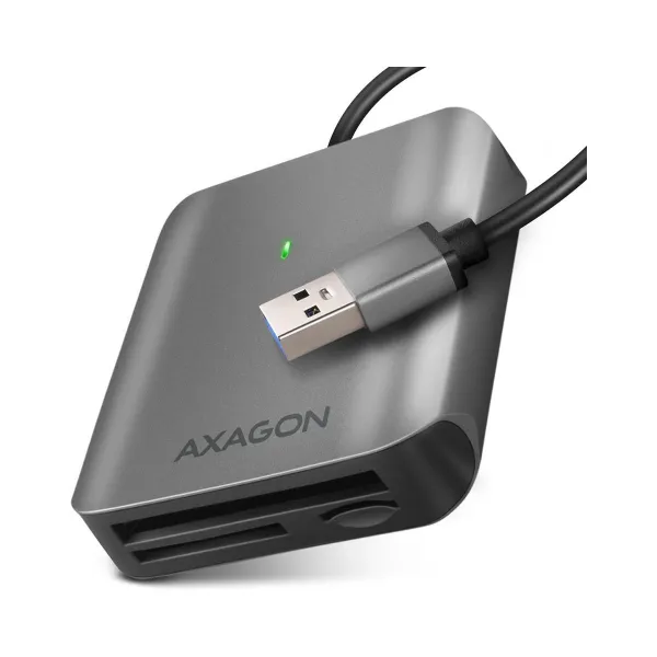 Axagon Aluminum high-speed USB-A 3.2 Gen 1 memory card reader. 3 slots, UHS-II.