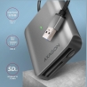 Axagon Aluminum high-speed USB-A 3.2 Gen 1 memory card reader. 3 slots, UHS-II.