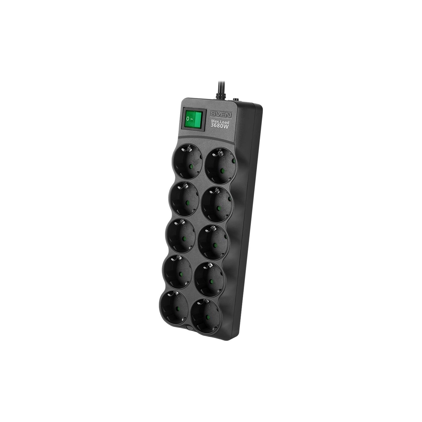 Sven Surge Protector SVEN  SF-10E-16 1,8 m, 16A, 3.6kW, (10 sockets with children protection), black