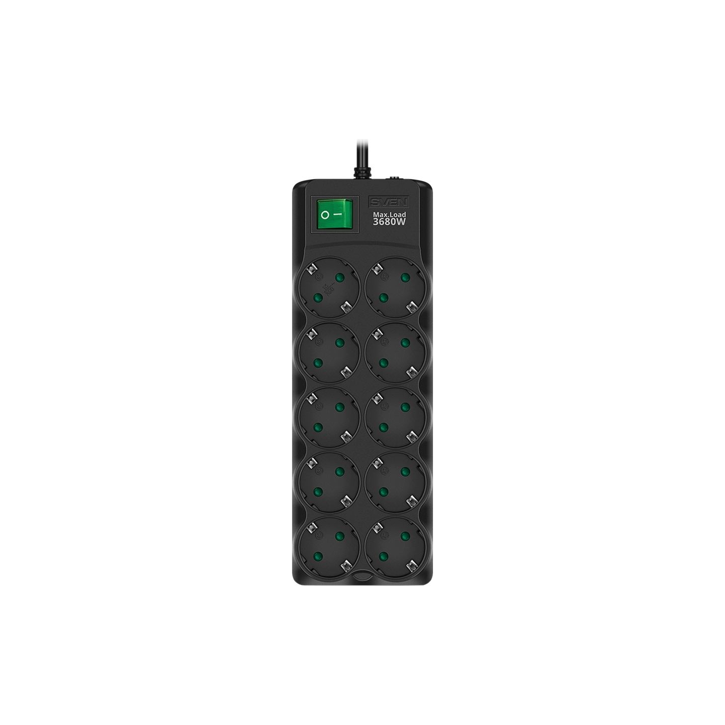 Sven Surge Protector SVEN  SF-10E-16 1,8 m, 16A, 3.6kW, (10 sockets with children protection), black