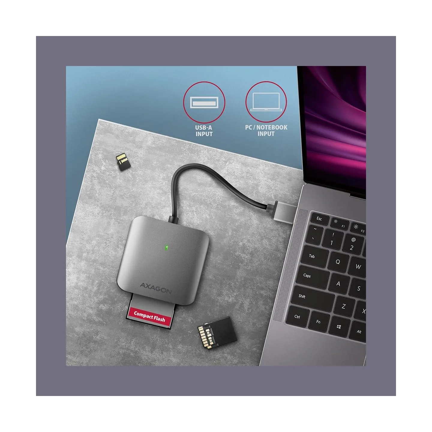 Axagon CRE-S3 External card reader USB-A 3.2 Gen 1, 3-slot & lun SD/microSD/CF, UHS-II