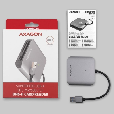 Axagon CRE-S3 External card reader USB-A 3.2 Gen 1, 3-slot & lun SD/microSD/CF, UHS-II