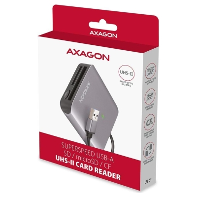 Axagon CRE-S3 External card reader USB-A 3.2 Gen 1, 3-slot & lun SD/microSD/CF, UHS-II