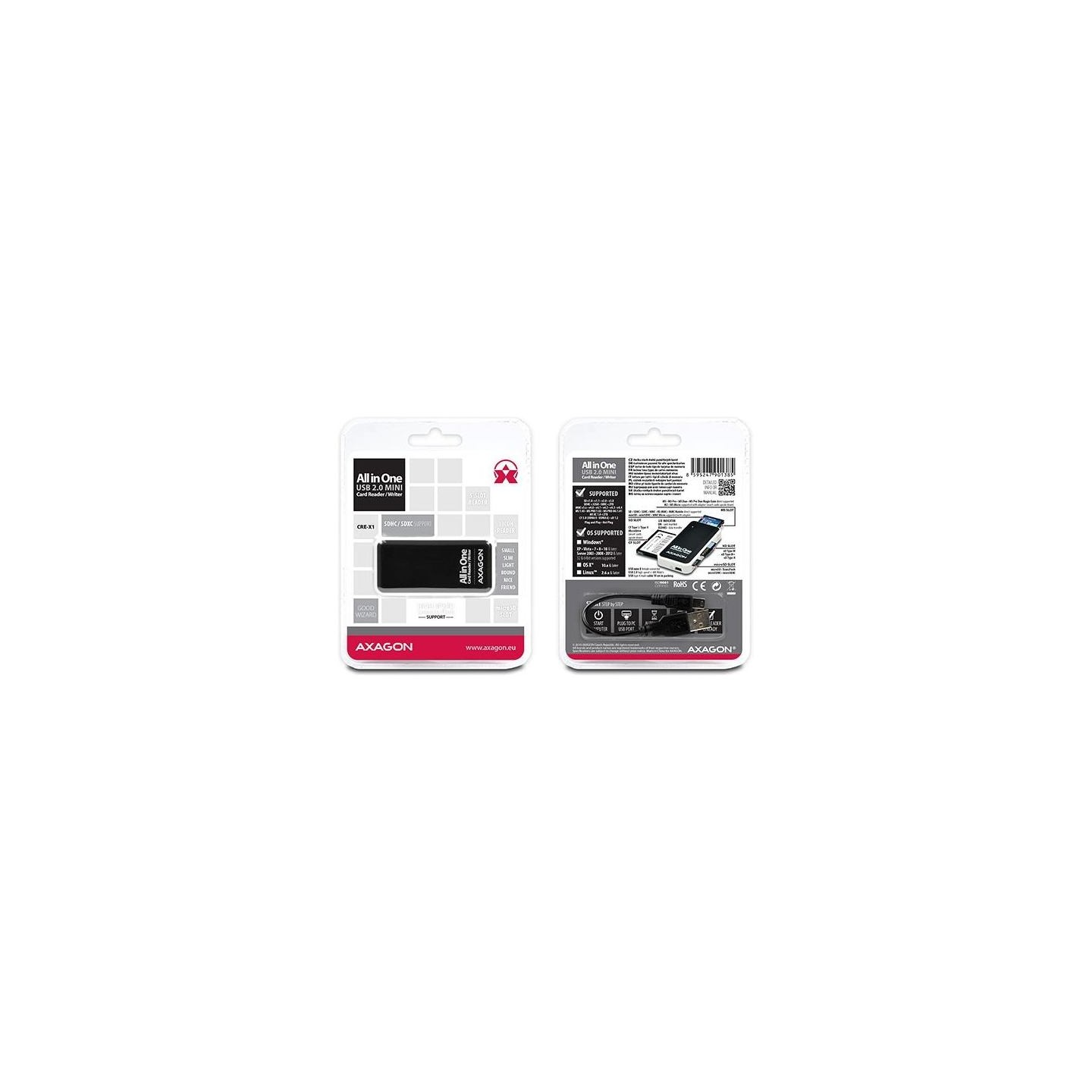 Axagon CRE-X1 External Mini Card Reader 5-slot ALL-IN-ONE