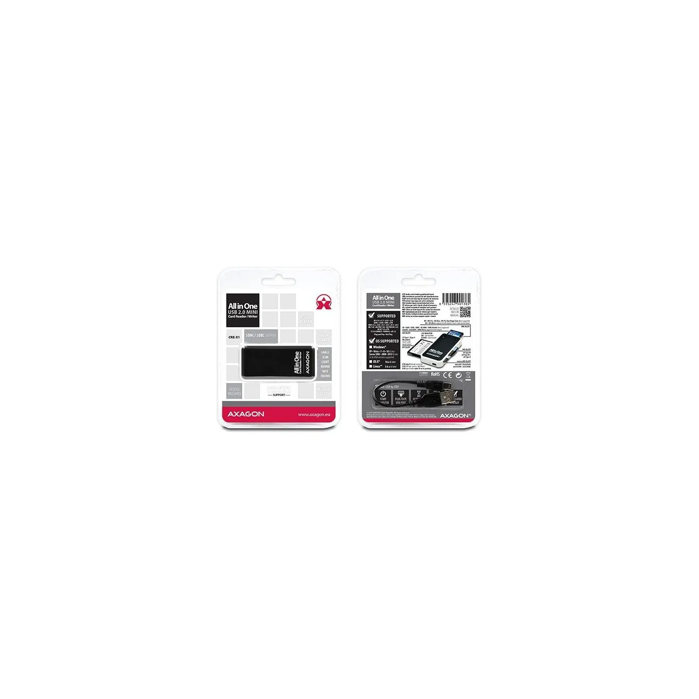 Axagon CRE-X1 External Mini Card Reader 5-slot ALL-IN-ONE