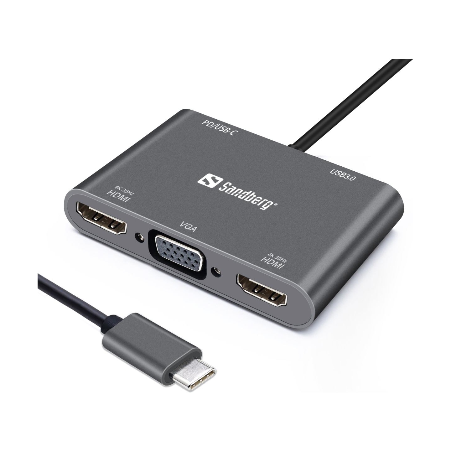 Sandberg 136-35 USB-C Dock 2xHDMI+1xVGA+USB+PD