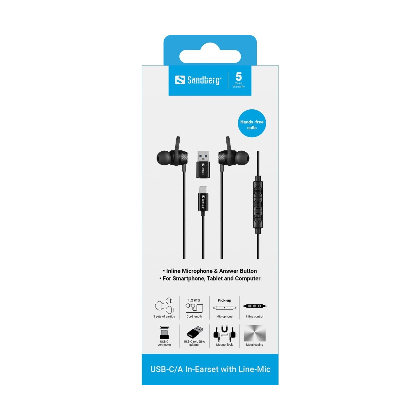 Sandberg 126-50 USB-C/A In-Earset with LineMic