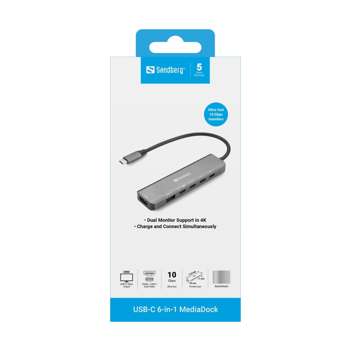 Sandberg 136-77 USB-C 6-in-1 MediaDock
