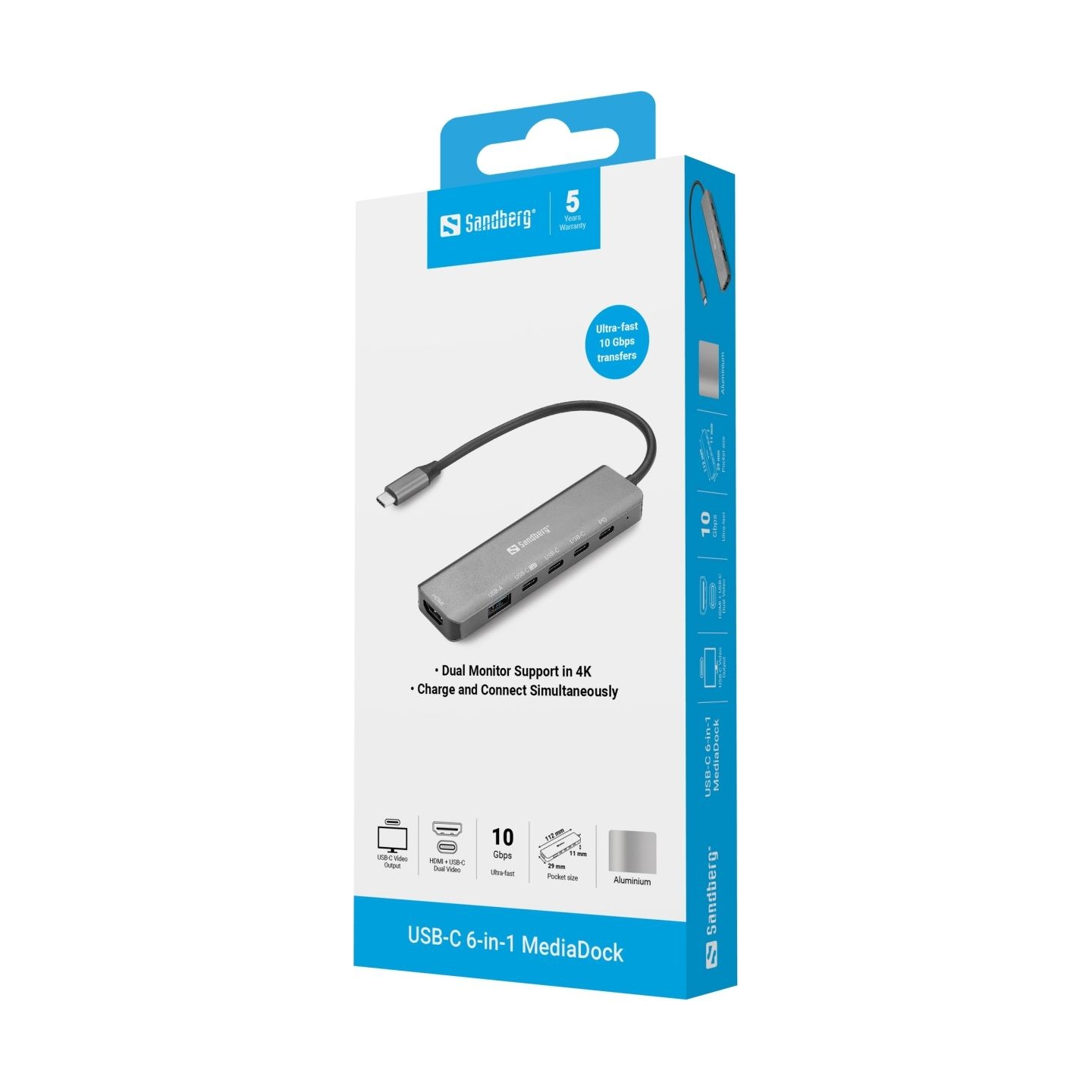 Sandberg 136-77 USB-C 6-in-1 MediaDock