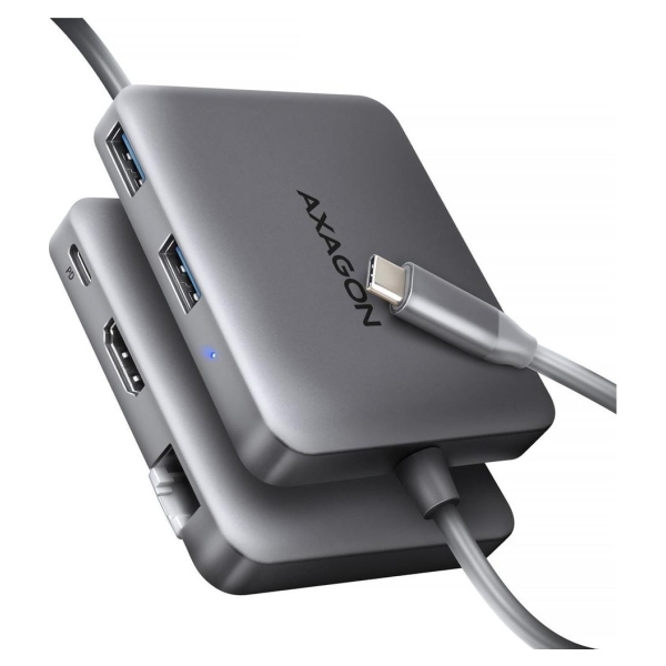 Axagon HMC-5HL USB 5Gbps hub, 2x USB-A, HDMI 4k/60Hz, RJ-45, PD 100W, 20c
