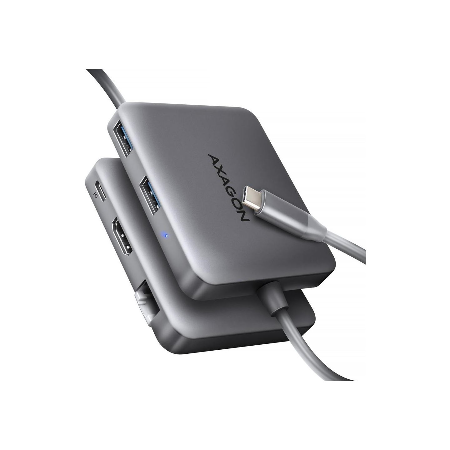 Axagon HMC-5HL 2xUSB-A 4K HDMI GLAN PD100W USB-C 15cm