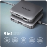 Axagon HMC-5HL 2xUSB-A 4K HDMI GLAN PD100W USB-C 15cm