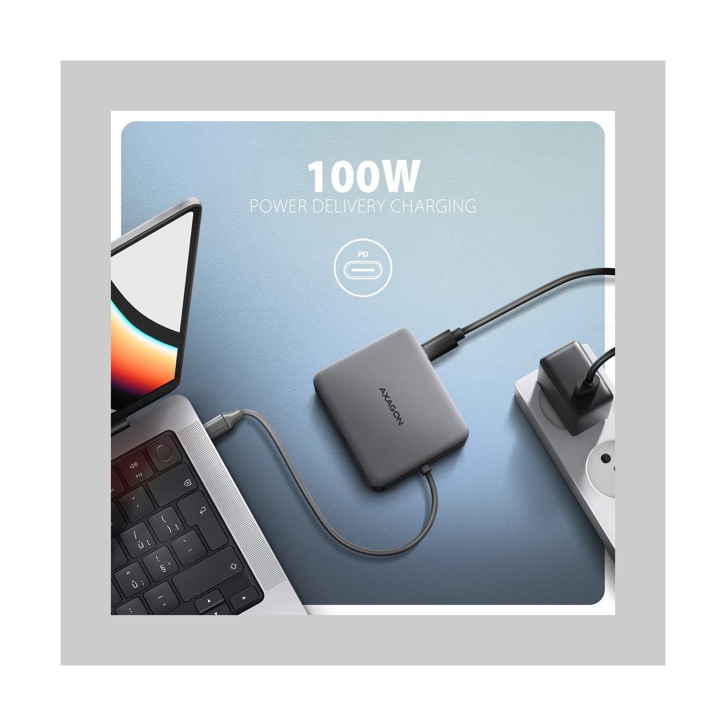 Axagon HMC-5HL 2xUSB-A 4K HDMI GLAN PD100W USB-C 15cm