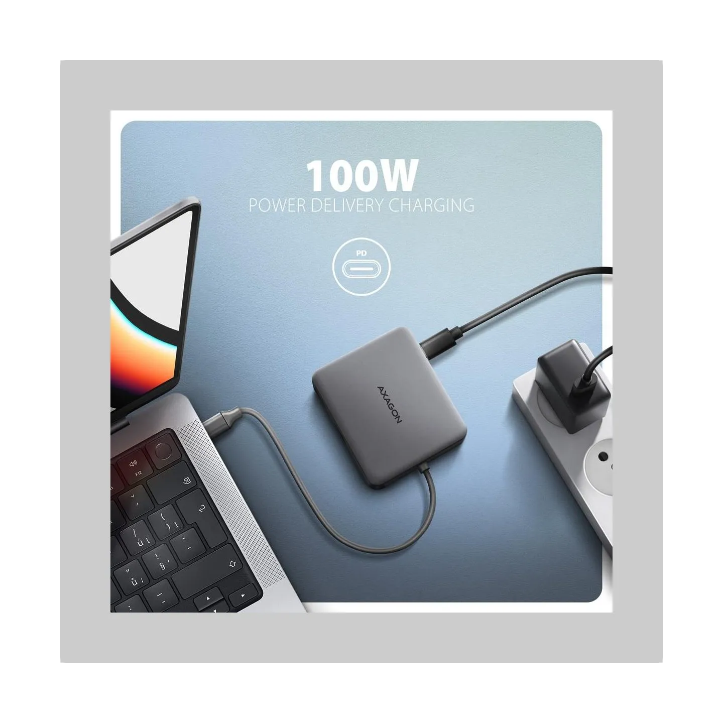 Axagon HMC-5HL 2xUSB-A 4K HDMI GLAN PD100W USB-C 15cm