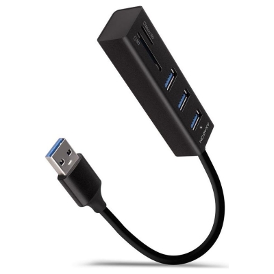 Axagon HMA-CR3A 3x USB-A + SD/microSD, USB3.2 Gen 1 hub, metal, 20cm USB-A cable