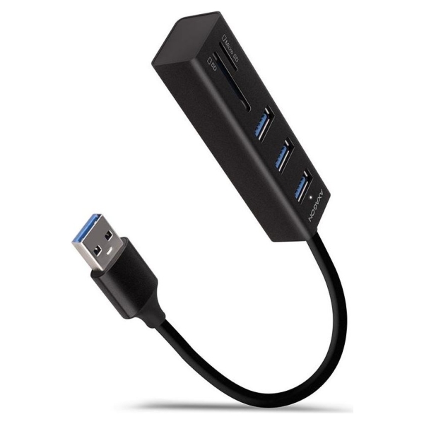 Axagon HMA-CR3A 3x USB-A + SD/microSD, USB3.2 Gen 1 hub, metal, 20cm USB-A cable