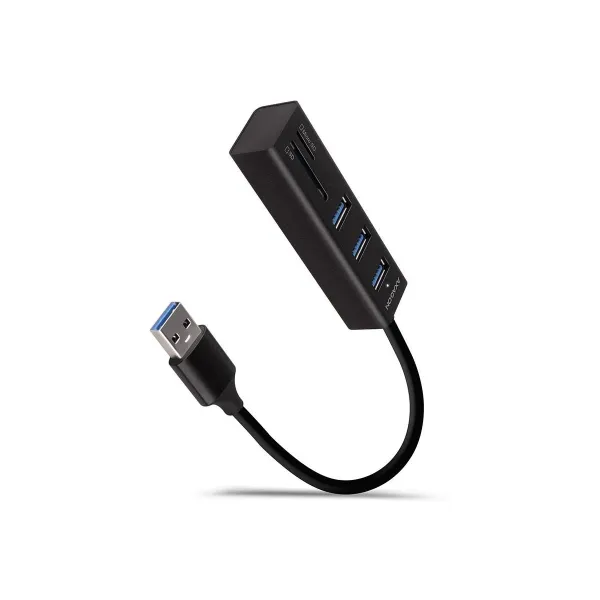 Axagon HMA-CR3A 3x USB-A + SD/microSD, USB3.2 Gen 1 hub, metal, 20cm USB-A cable