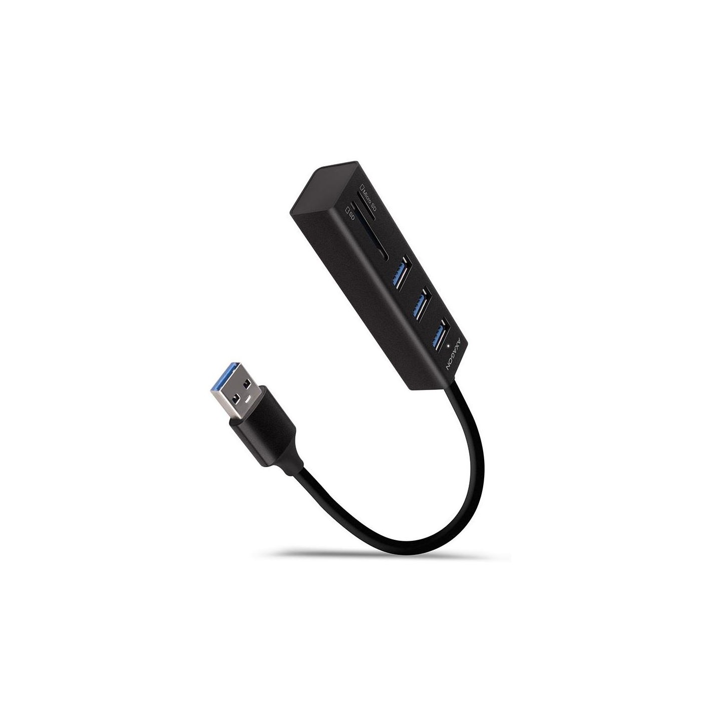 Axagon HMA-CR3A 3x USB-A + SD/microSD, USB3.2 Gen 1 hub, metal, 20cm USB-A cable