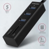 Axagon HMA-CR3A 3x USB-A + SD/microSD, USB3.2 Gen 1 hub, metal, 20cm USB-A cable