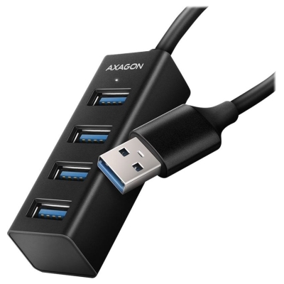 Axagon HUE-M1A 4x USB3.2 Gen 1 MINI hub, metal, 20cm USB-A cable