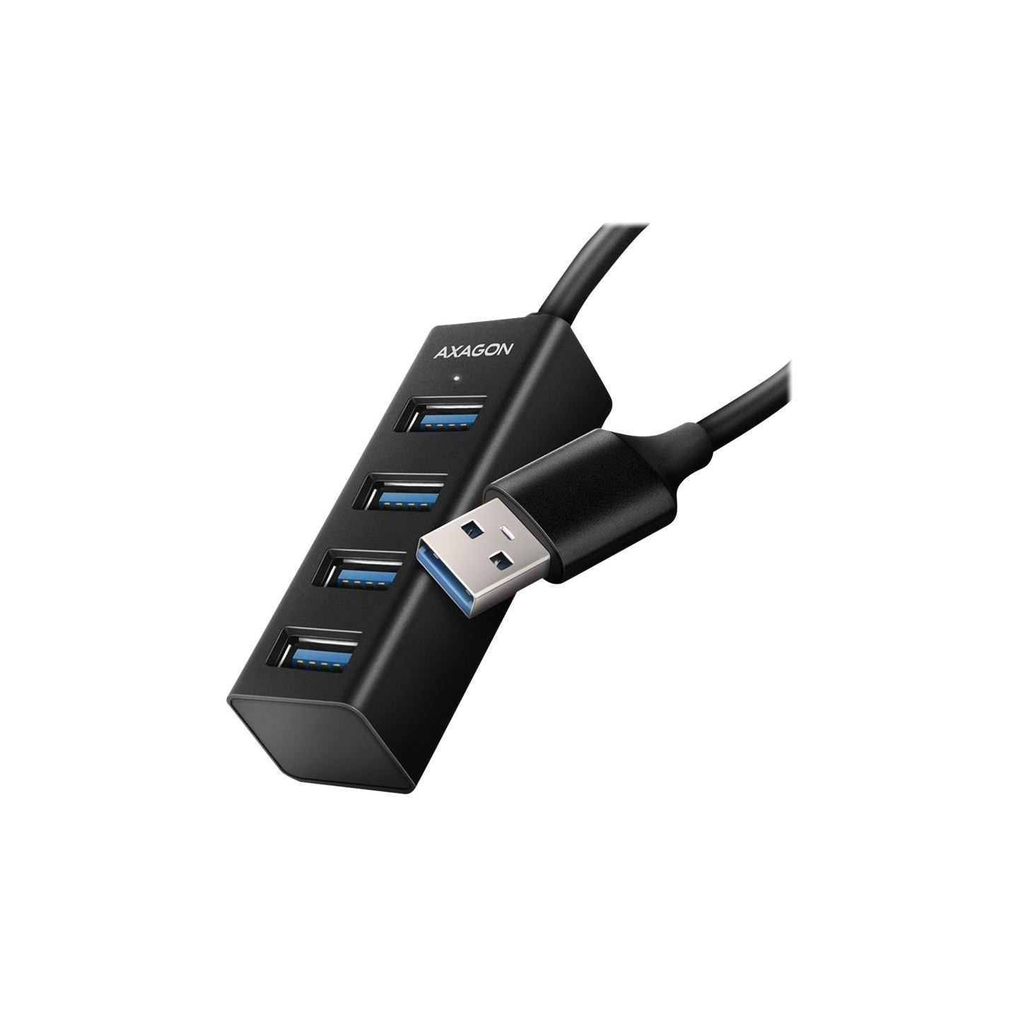 Axagon HUE-M1A 4x USB3.2 Gen 1 MINI hub, metal, 20cm USB-A cable