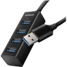 Axagon HUE-M1A 4x USB3.2 Gen 1 MINI hub, metal, 20cm USB-A cable