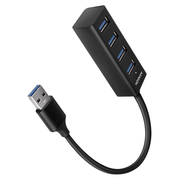 Axagon HUE-M1A 4x USB3.2 Gen 1 MINI hub, metal, 20cm USB-A cable