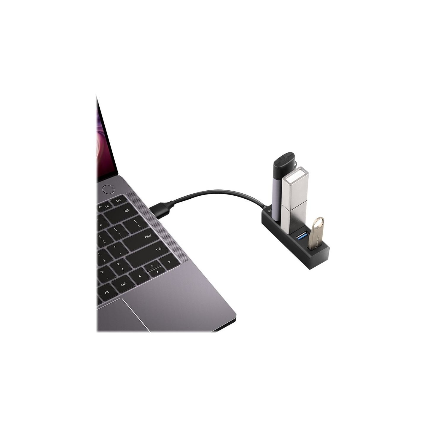 Axagon HUE-M1A 4x USB3.2 Gen 1 MINI hub, metal, 20cm USB-A cable