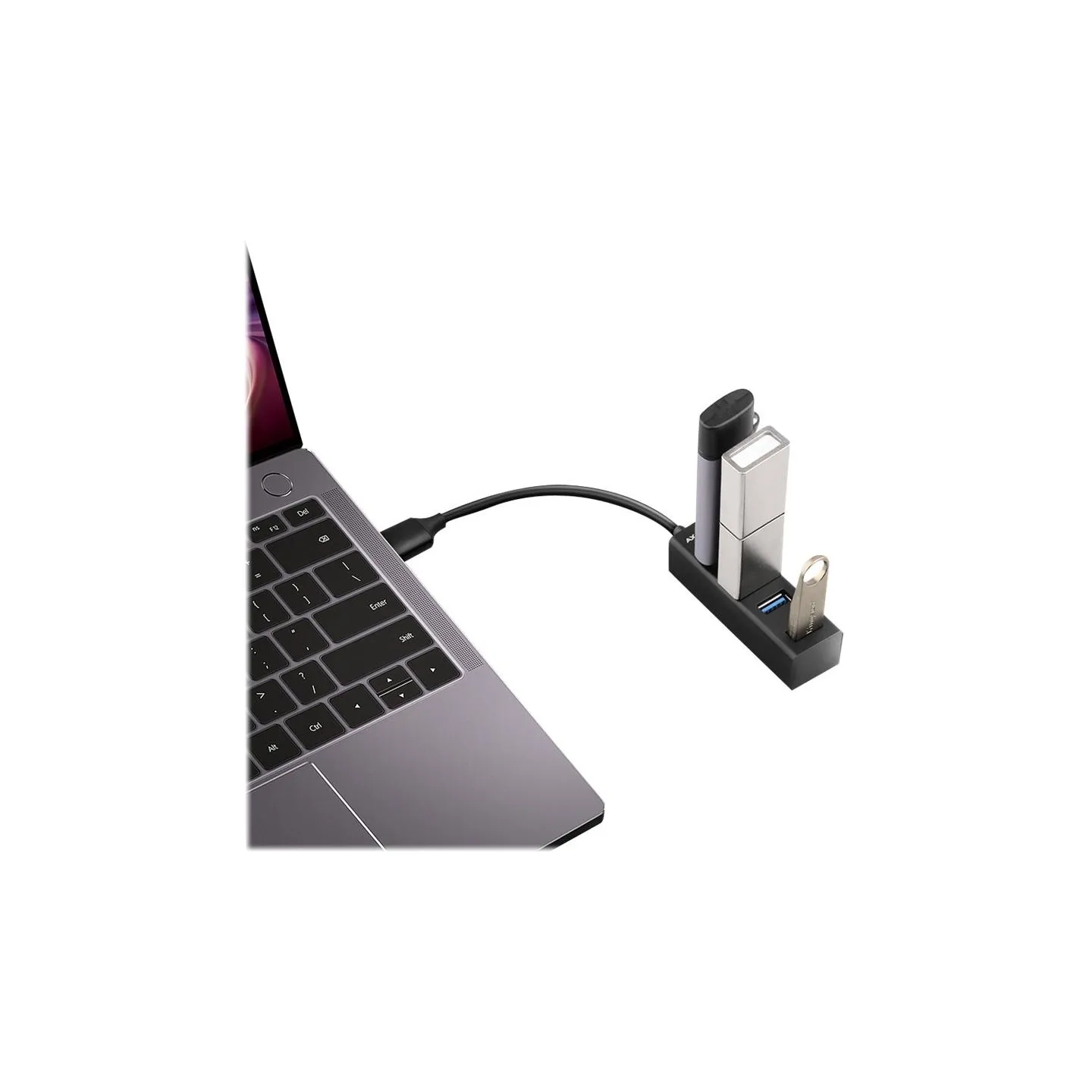 Axagon HUE-M1A 4x USB3.2 Gen 1 MINI hub, metal, 20cm USB-A cable