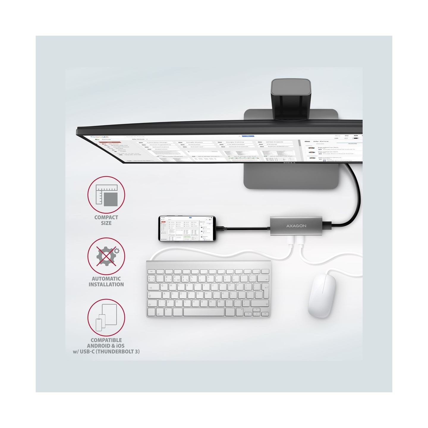 Axagon HMC-5G21 10Gbps hub 5in 1 HDMI + 2x USB-A/USB-C
