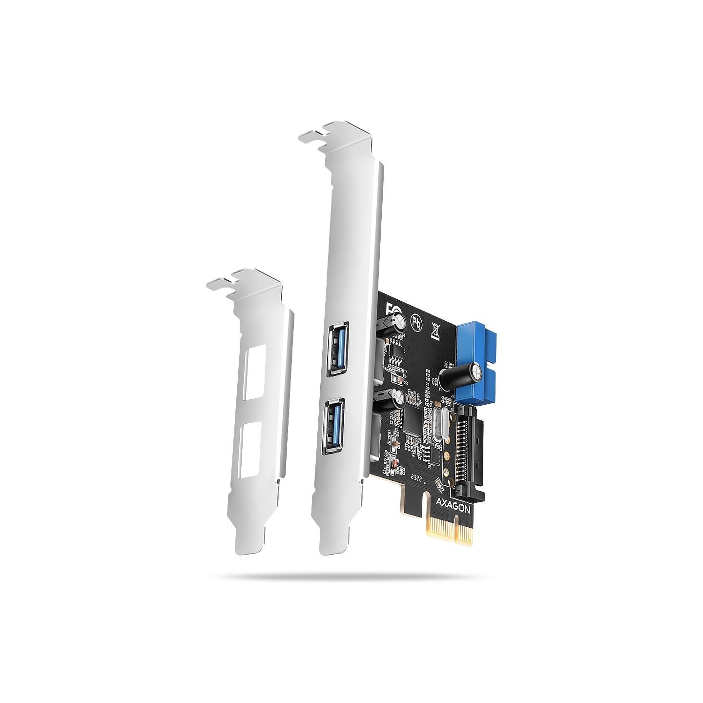 Axagon PCEU-232RS PCIe card - 2+2x USB 5Gbps port, SATA power, Renesas PD720201, SP & LP