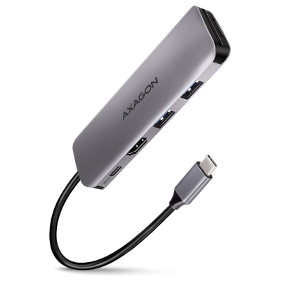 Axagon Multiport USB 3.2 Gen 1 hub. HDMI, card reader and Power Delivery. 20 cm USB-C cable.