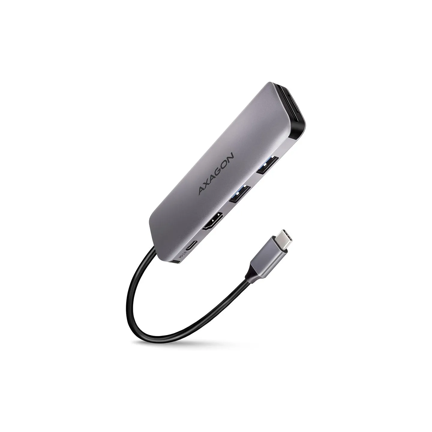 Axagon Multiport USB 3.2 Gen 1 hub. HDMI, card reader and Power Delivery. 20 cm USB-C cable.