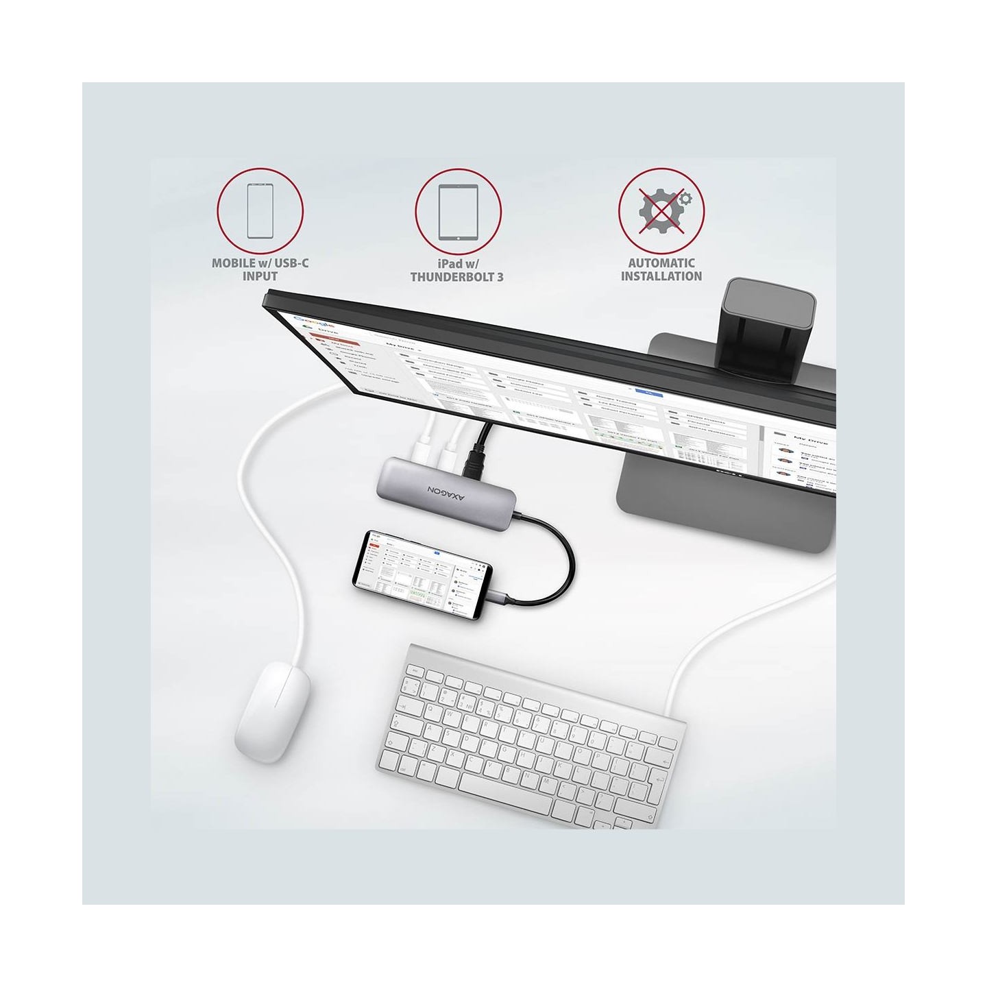 Axagon Hub HMC-5 2x USB-A, HDMI, SD/microSD, USB 3.2 Gen 1, PD 100W, 20cm USB-C cable