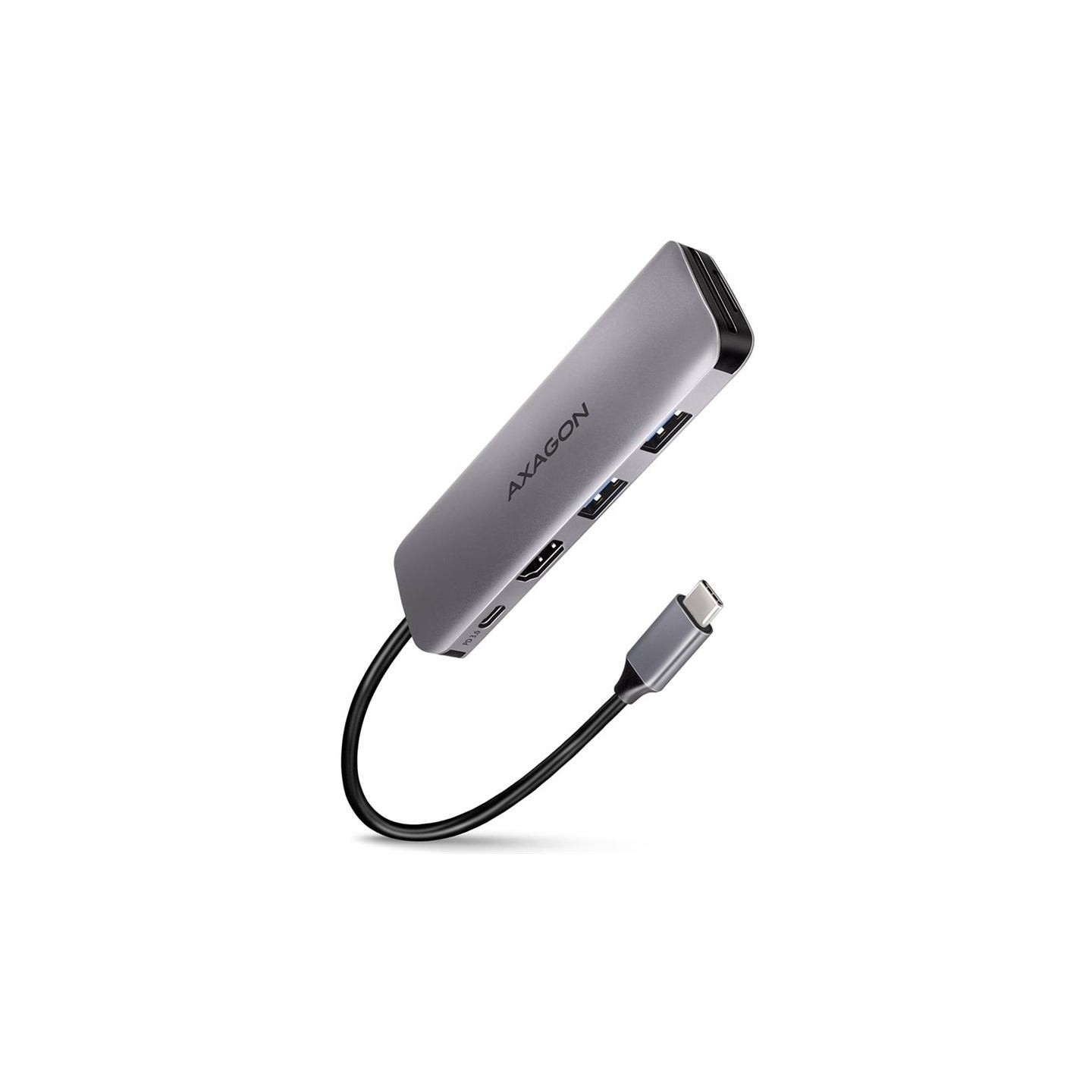 Axagon Hub HMC-5 2x USB-A, HDMI, SD/microSD, USB 3.2 Gen 1, PD 100W, 20cm USB-C cable