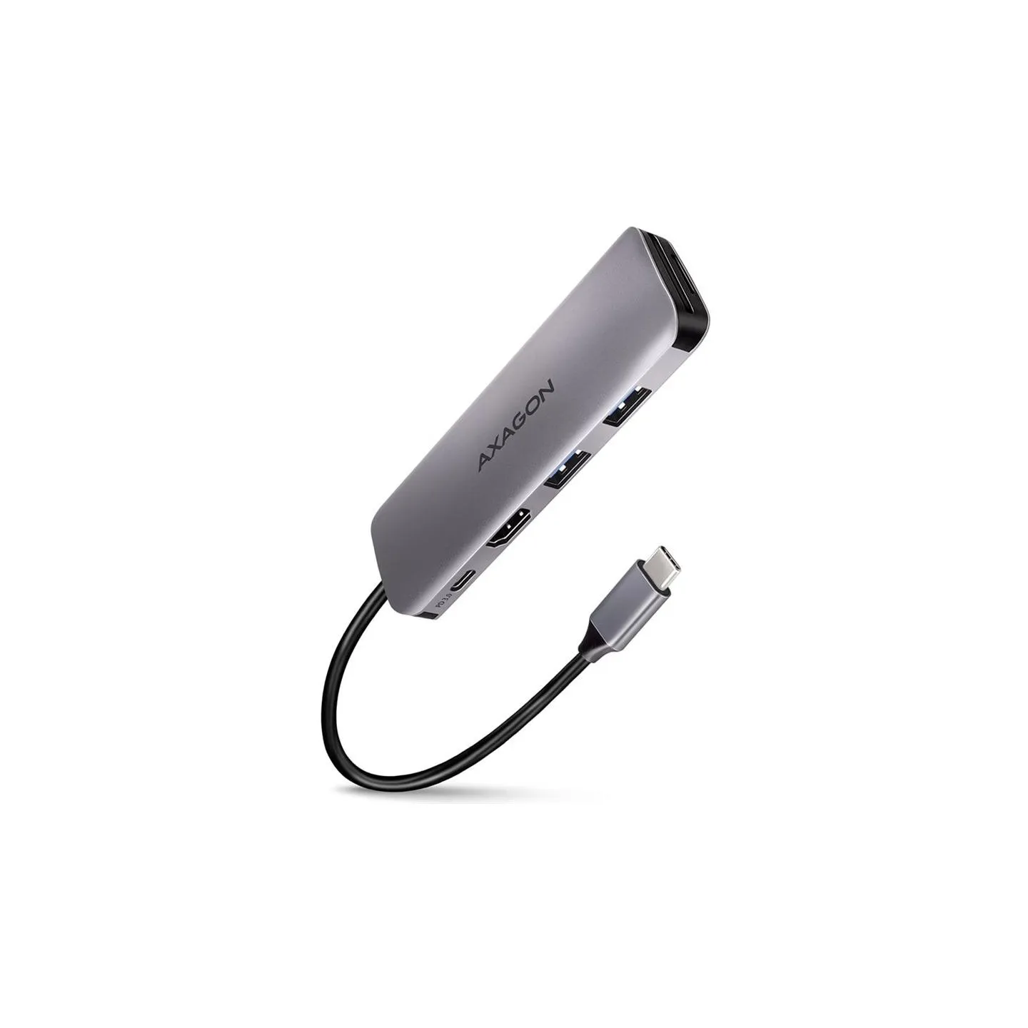Axagon Hub HMC-5 2x USB-A, HDMI, SD/microSD, USB 3.2 Gen 1, PD 100W, 20cm USB-C cable