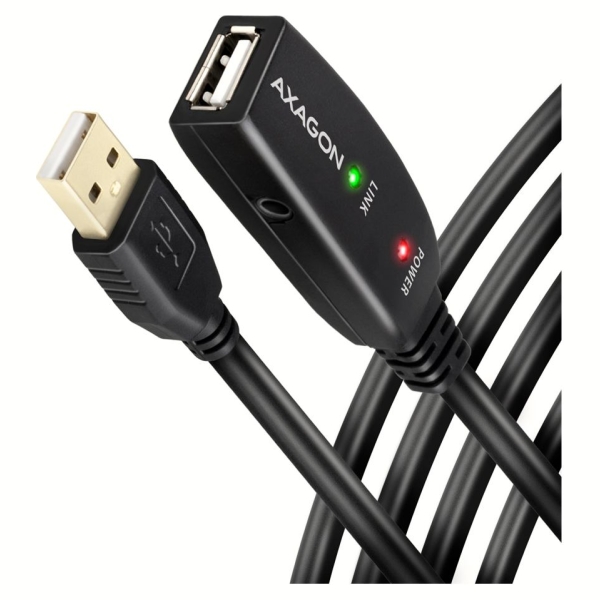 Axagon Active extension USB 2.0 A-M> A-F cable, 10 m long. Power supply option.