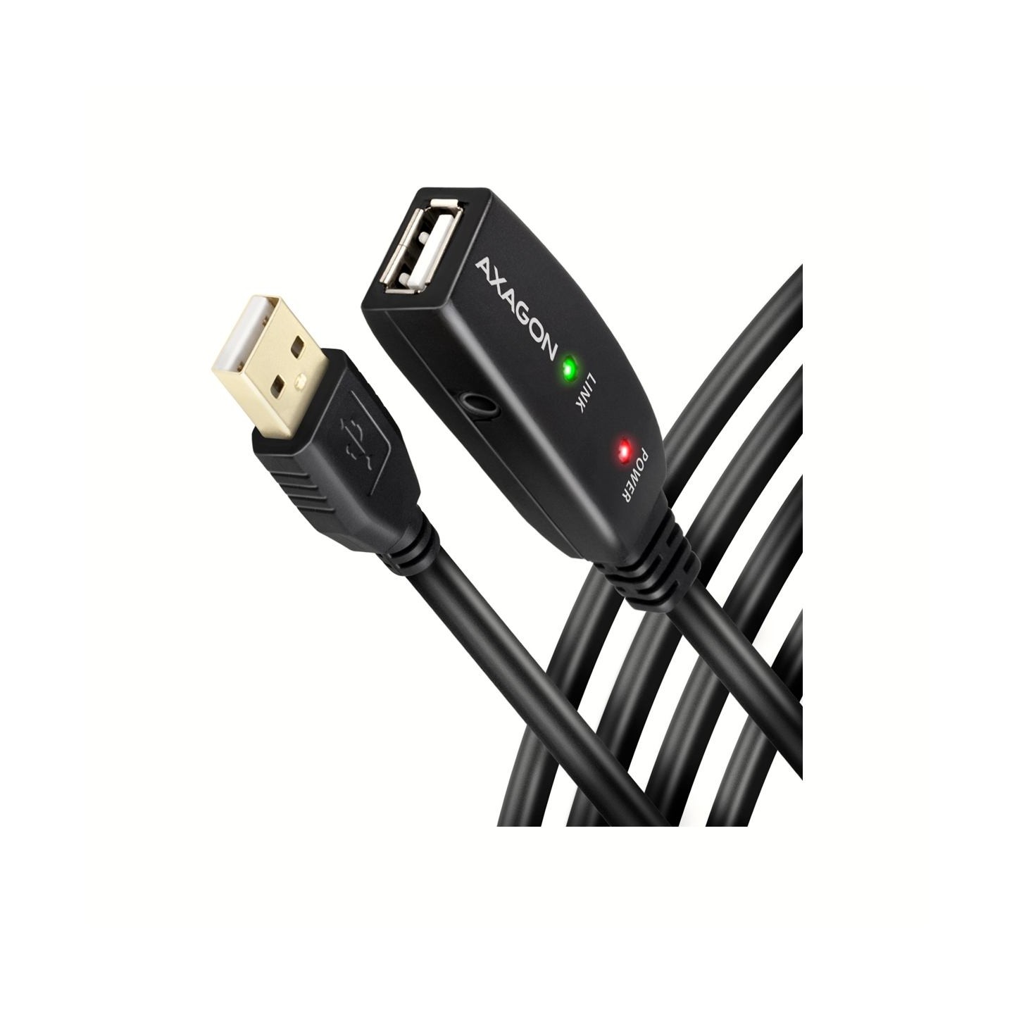 Axagon Active extension USB 2.0 A-M> A-F cable, 10 m long. Power supply option.
