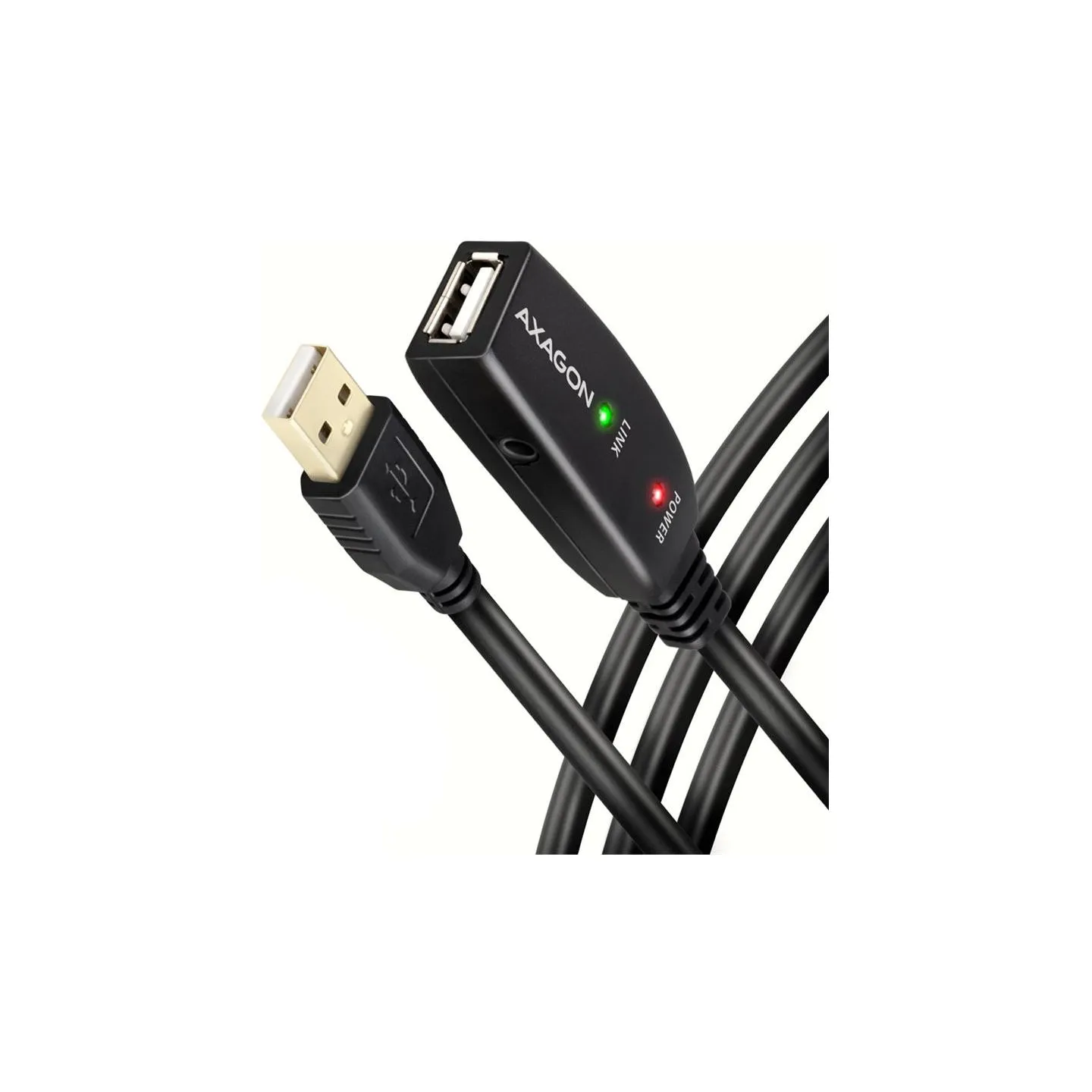 Axagon Active extension USB 2.0 A-M> A-F cable, 10 m long. Power supply option.