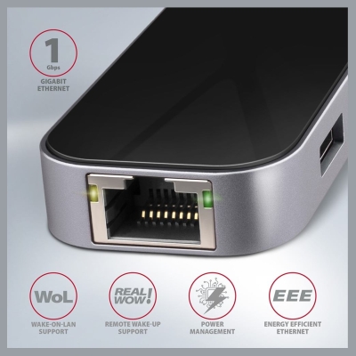 Axagon HMC-6GL 3x USB-A, HDMI, RJ-45, USB 3.2 Gen 1 hub, PD 100W, 20cm USB-C cable