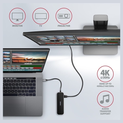 Axagon HMC-6GL 3x USB-A, HDMI, RJ-45, USB 3.2 Gen 1 hub, PD 100W, 20cm USB-C cable