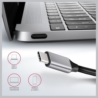 Axagon HMC-6GL 3x USB-A, HDMI, RJ-45, USB 3.2 Gen 1 hub, PD 100W, 20cm USB-C cable