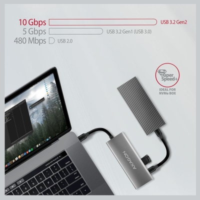 Axagon Hub HMC-5G2 2x USB-A + 2x USB-C + HDMI, USB-C 3.2 Gen 2 10Gbps, PD 60W, 13cm USB-C cable